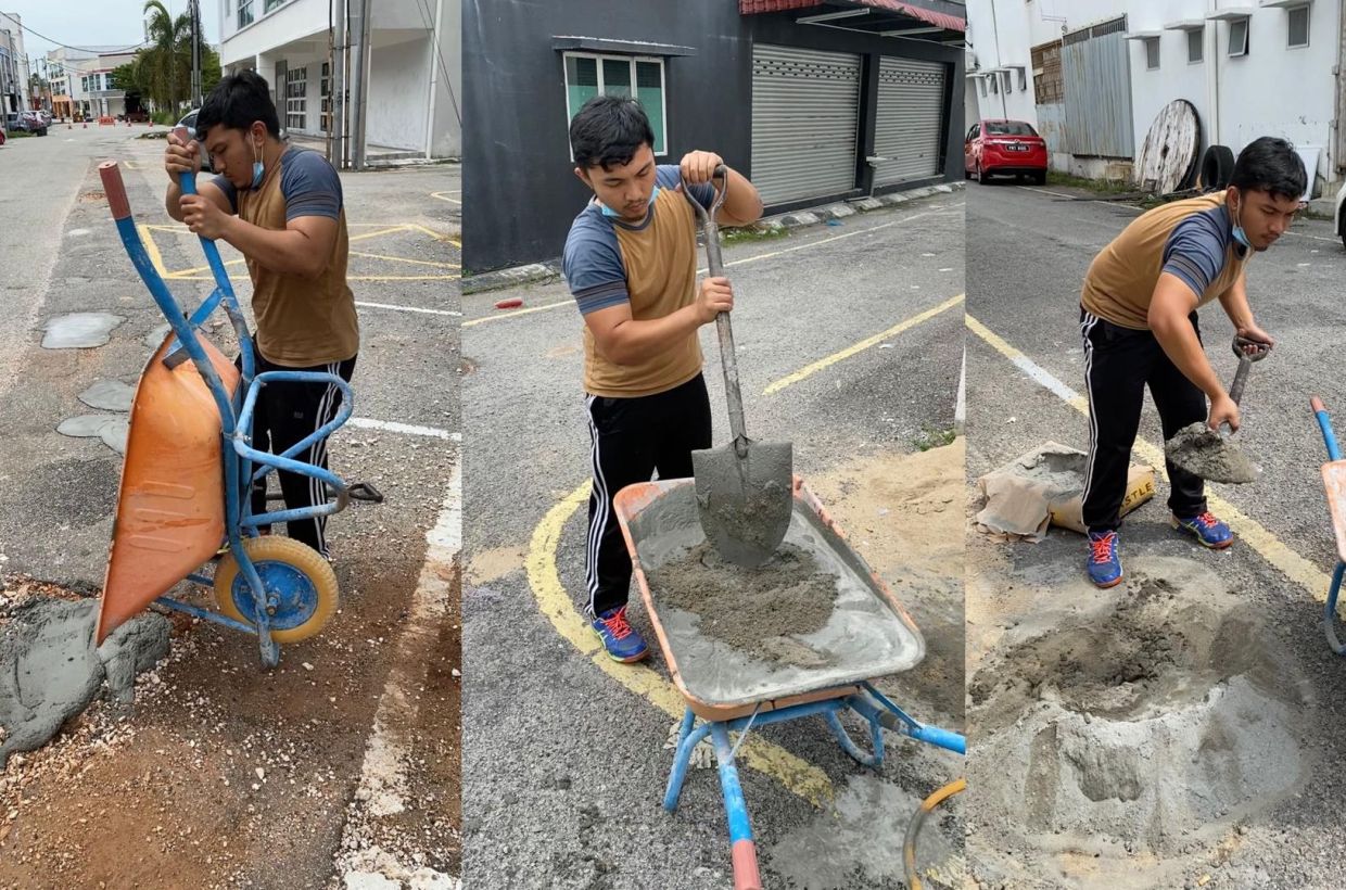 Ramai Nyaris Kemalangan Lelaki Ini Pilih Baiki Sendiri Jalan Yang Dah Lama Berlubang Ada Alasan Masuk Akal Kenapa Tak Buat Aduan Viral Mstar