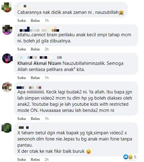 Rata-rata netizen meminta ibu bapa berhenti menonton video lucah.