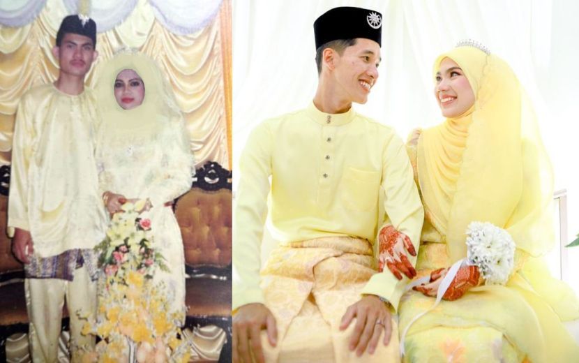 Perbandingan gambar perkahwinan Azeera dan ibunya.