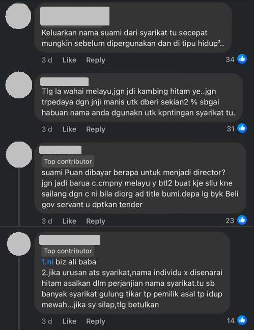 Kebanyakan warga maya menyarankannya untuk menasihati suami supaya menarik diri.