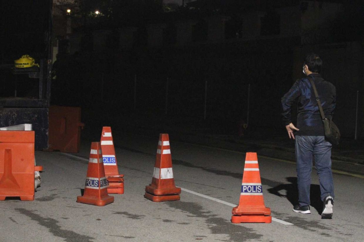 Police have placed road cones leading towards the North Korean Embassy in Jalan Batai on Saturday night. Embassy officials are believed to be vacating the premises following its government's recent decision to cut diplomatic ties with Malaysia.