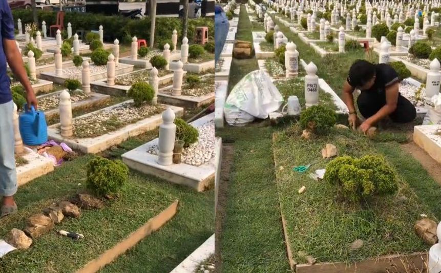 Wanita niat pasang rumput tiruan di kubur arwah sahabat, persoalan ...