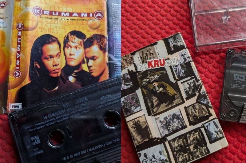 Antara album kaset KRU yang masih dijual di kedai vintaj.