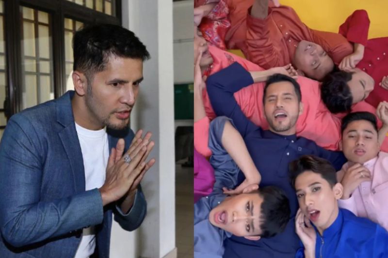 Aliff (kiri) nafi mempromosikan LGBT menerusi video muzik Kelepok Raya. 