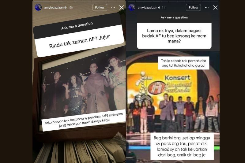 Perkongsian Amylea yang dimuat naik di Instastory miliknya.