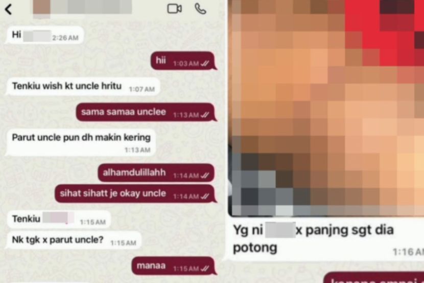 Mesej tidak senonoh pempengaruh kepada remaja bawah umur.