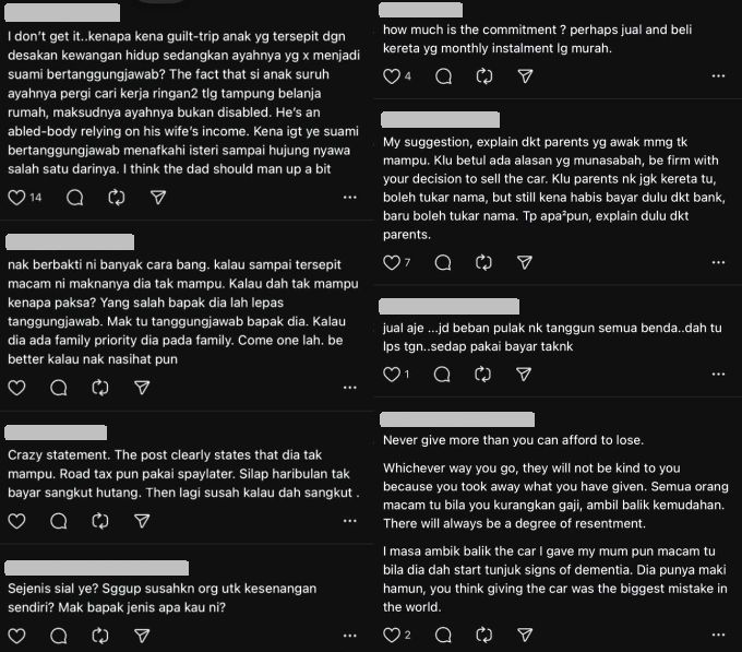 Selain memberi pandangan, terdapat warga maya yang menyalahkan bapanya kerana tidak bertanggungjawab.