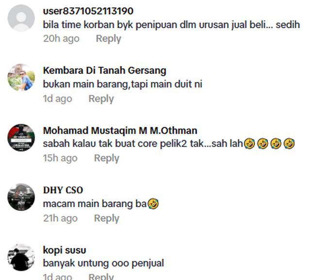 Warga maya turut meninggalkan komen lucu.