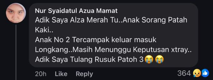 Komen mangsa mendapat perhatian netizen.