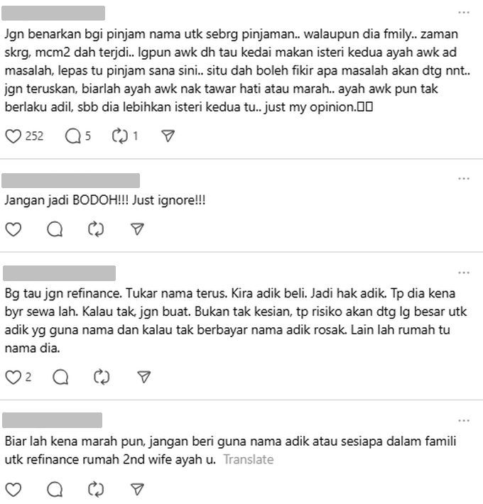 Ramai yang menasihatinya supaya tidak membuat pinjaman kewangan.