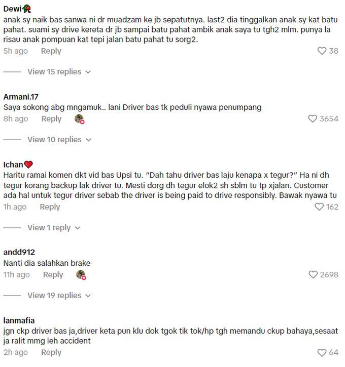 Kebanyakan netizen menyokong tindakan penumpang memarahi pemandu bas terbabit.