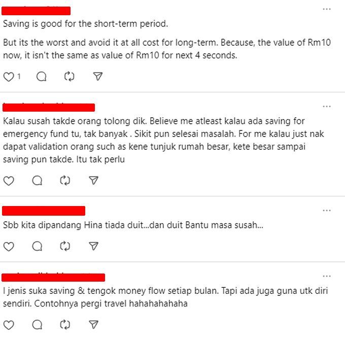 Demikian pandangan warga maya berhubung simpanan kewangan.