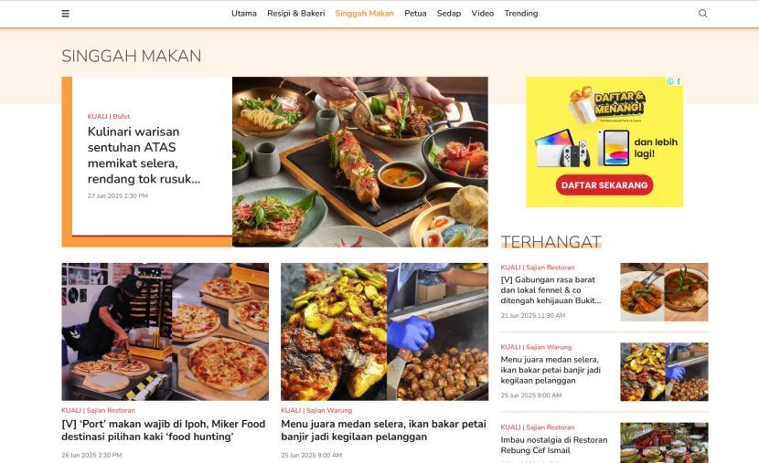 Antara segmen yang terdapat dalam kuali adalah Singgah Makan.