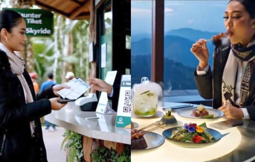 Aksi menikmati hidangan dan membeli tiket ini dipercayai membuatkan ramai yang menyangkakan video AI ini adalah nyata.