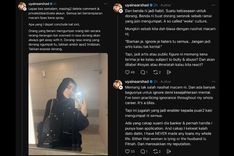 Perkongsian Uyaina di Threads miliknya.