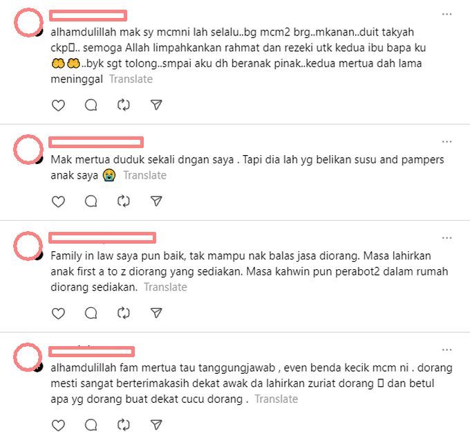 Netizen turut memuji sikap mentuanya yang baik dan prihatin.