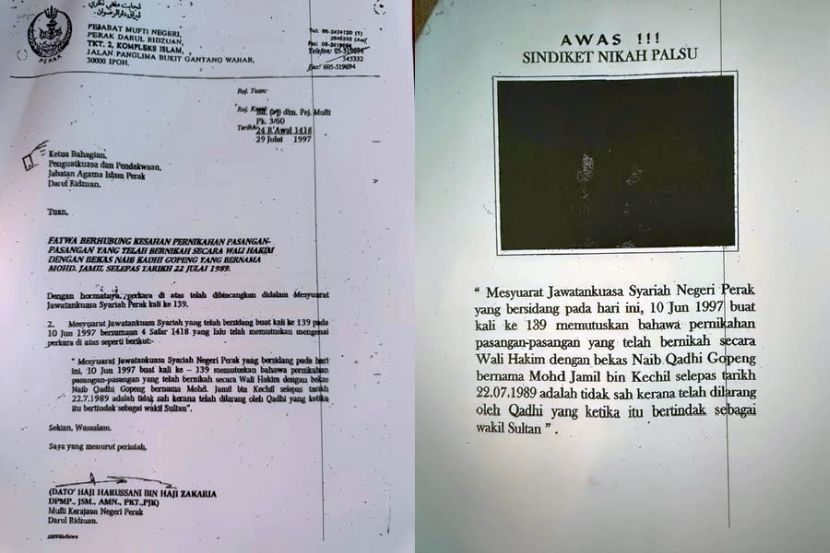 Fatwa yang dikeluarkan oleh kerajaan Perak berhubung bekas naib Qhadi Gopeng berkenaan.