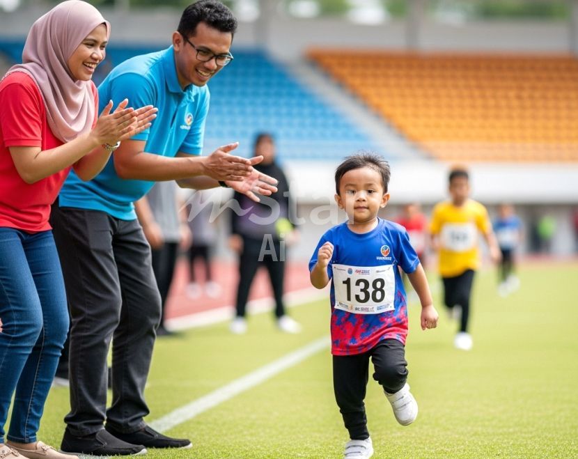 Ibu bapa perlu sentiasa memberi sokongan pada anak-anak walaupun sekadar acara sukan. -Gambar hiasan AI