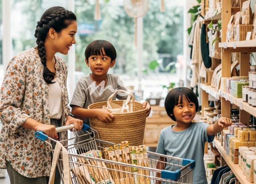 Membeli belah bersama anak-anak pasti menghiburkan. -Gambar hiasan AI
