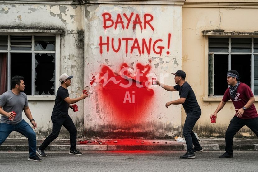 Ah long akan menggunakan kekerasan ketika menuntut hutang. -Gambar hiasan AI