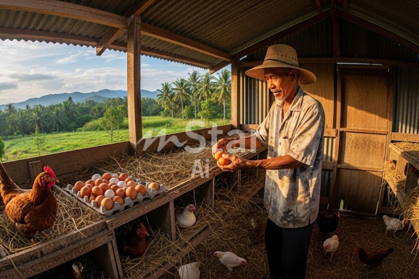 Khasiat telur ayam kampung dikatakan lebih baik berbanding telur ayam biasa kerana mengandungi lebih banyak nutrien semulajadi. -Gambar hiasan AI