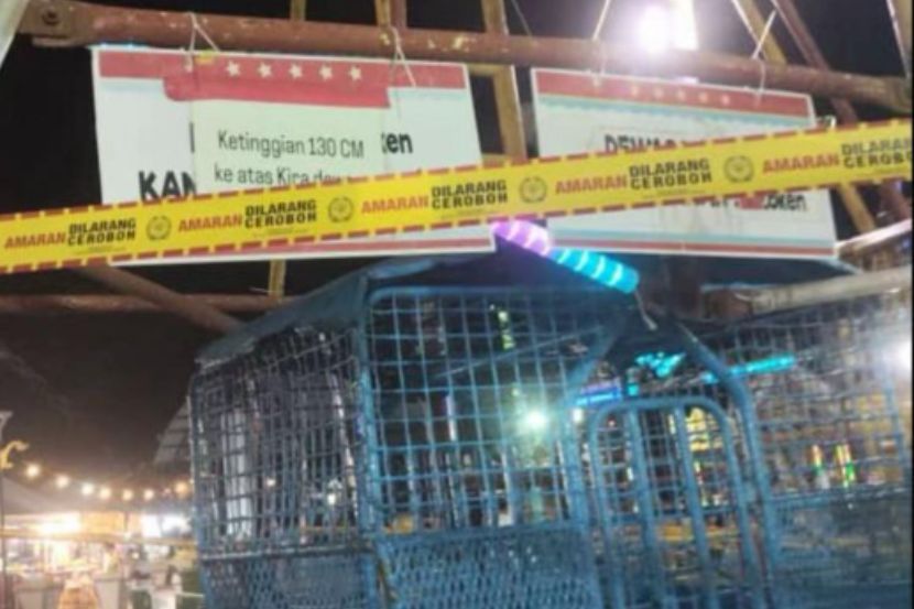 Permainan roda feris di sebuah funfair di tutup selepas kejadian besi pemijak tertanggal. -Foto TikTok