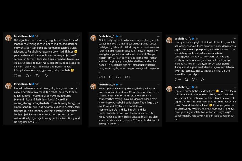Perkongsian Farahdhiya yang dimuat naik di Threads.