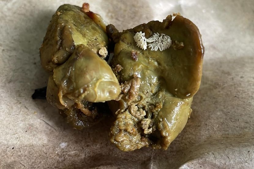 Tompokan putih dipercayai telur lalat kelihatan sangat jelas. -Foto Threads 