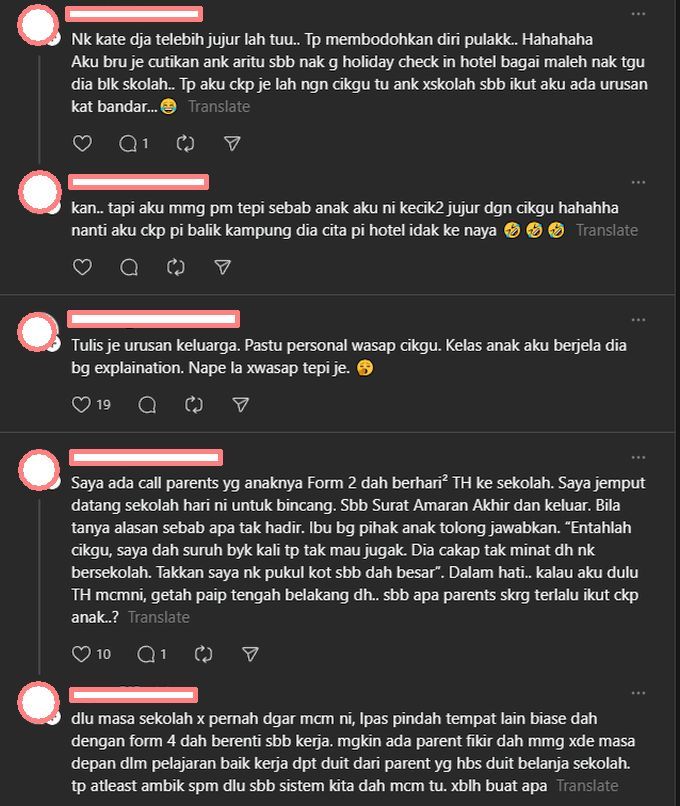 Ramai yang tidak bersetuju dengan alasan waris murid terbabit.