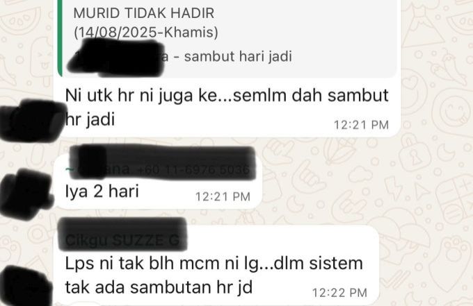 Tangkap layar yang dikongsikan wanita ini.