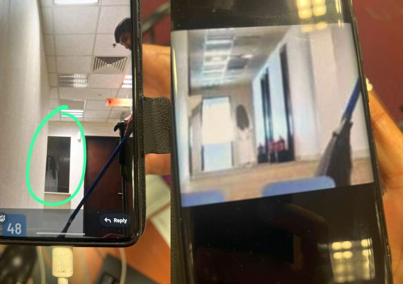 Gambar tular yang dikatakan dirakam sewaktu pekerja pembersihan melakukan cucian.