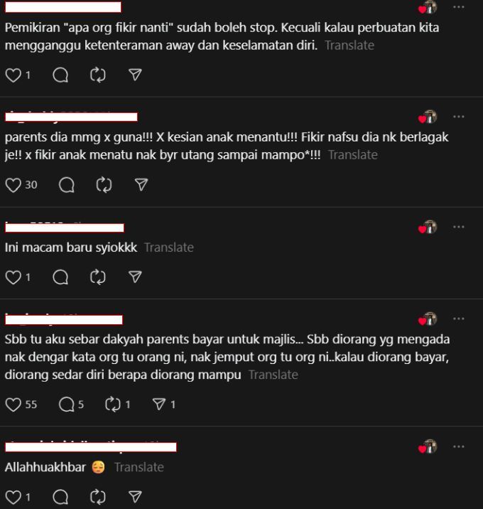 Warga maya meluahkan rasa geram dan marah terhadap ibu dan ayah pasangan pengantin terbabit.