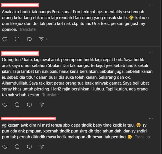 Warga maya memberikan pandangan mereka berhubung isu tindik telinga bayi.