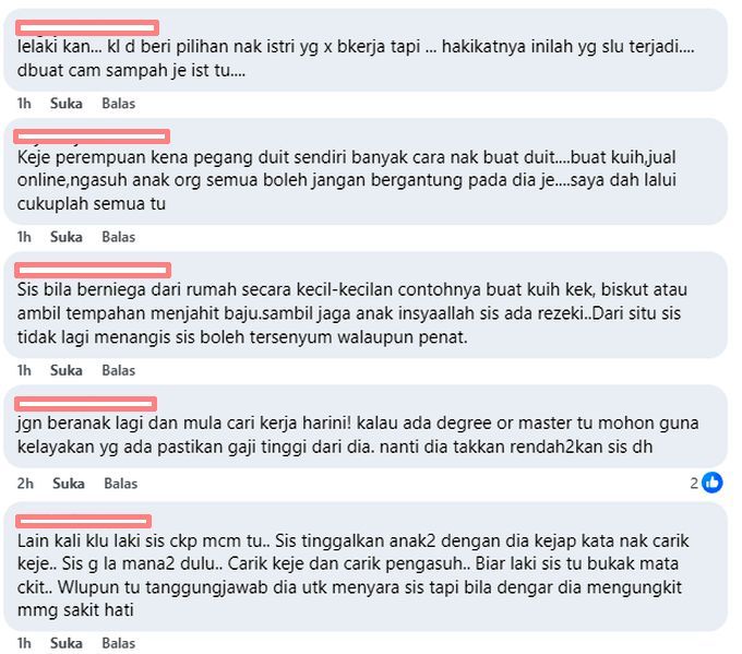 Netizen memberikan pandangan peribadi dan nasihat kepada wanita ini.
