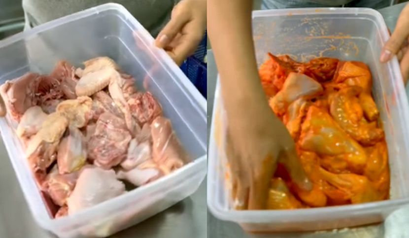 Kunyit tidak digunakan dalam resipi ayam goreng rangup ini.