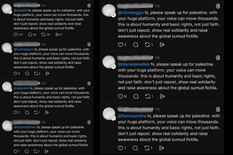 Antara nama-nama selebriti yang disebut untuk bersuara isu Gaza di media sosial.