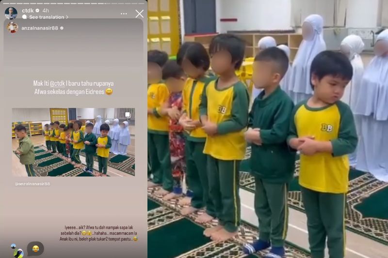 Anzalna tidak menyangka anaknya sekelas dengan Afwa (kanan).