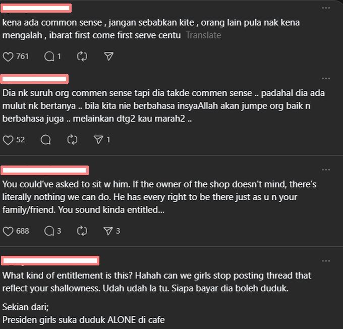 Warga maya mempertikaikan kenyataannya yang mengherdik pelanggan bersendirian di meja makan.