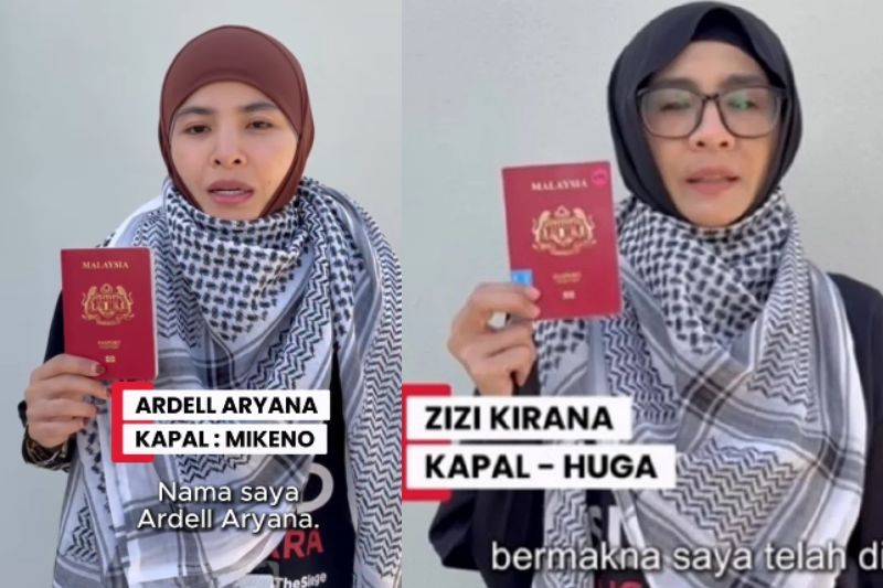 Ardell (kiri) dan Zizi sebelum ini ditahan oleh tentera Israel.
