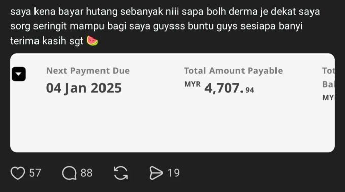 Hantaran individu tersebut yang dikongsikan olehnya.