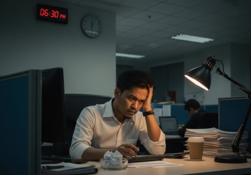 Pekerja cenderung mengalami keletihan apabila perlu bekerja lebih masa setiap hari. -Gambar hiasan AI