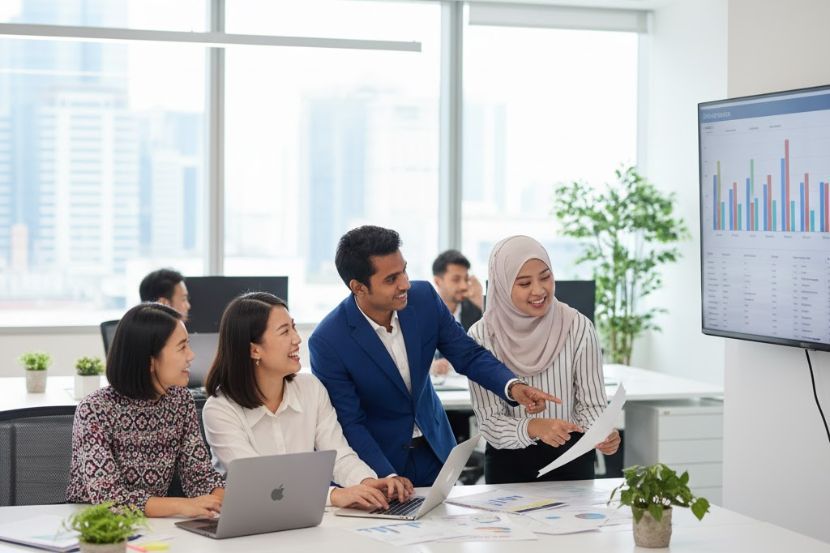 Kerjasama antara rakan sekerja penting dalam menjayakan objektif syarikat. -Gambar hiasan AI