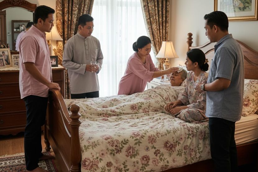 Anak-anak perlu menggalas tanggungjawab menjaga ibu bapa yang terlantar. -Gambar hiasan AI