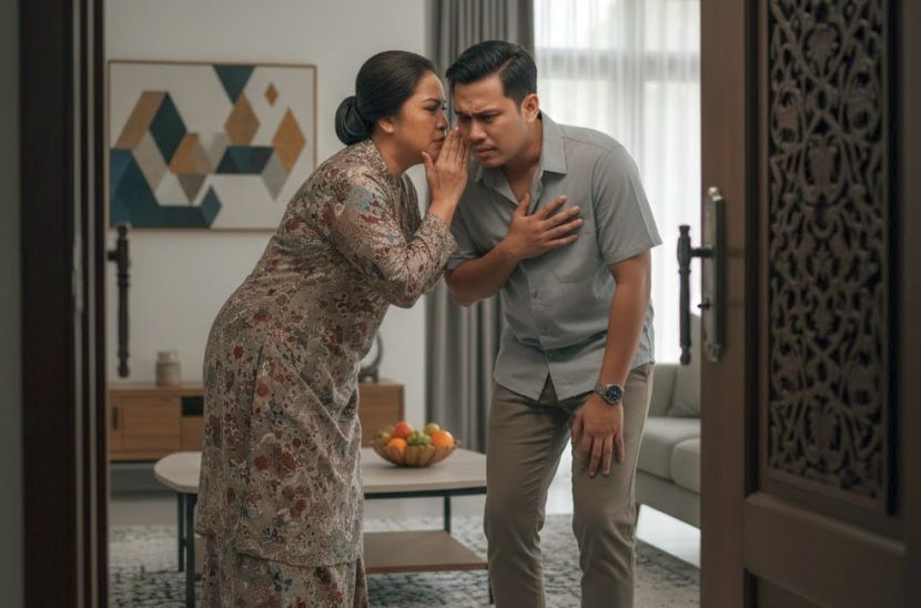 Seorang ibu perlu menasihati anak menantunya demi keharmonian rumah tangga. -Gambar hiasan AI