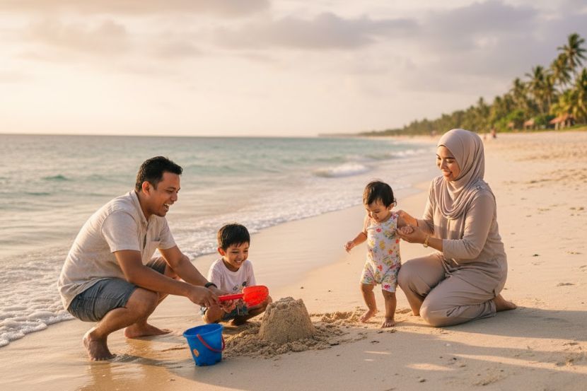 Ada pasangan yang selesa bercuti dengan membawa anak-anak. -Gambar hiasan AI