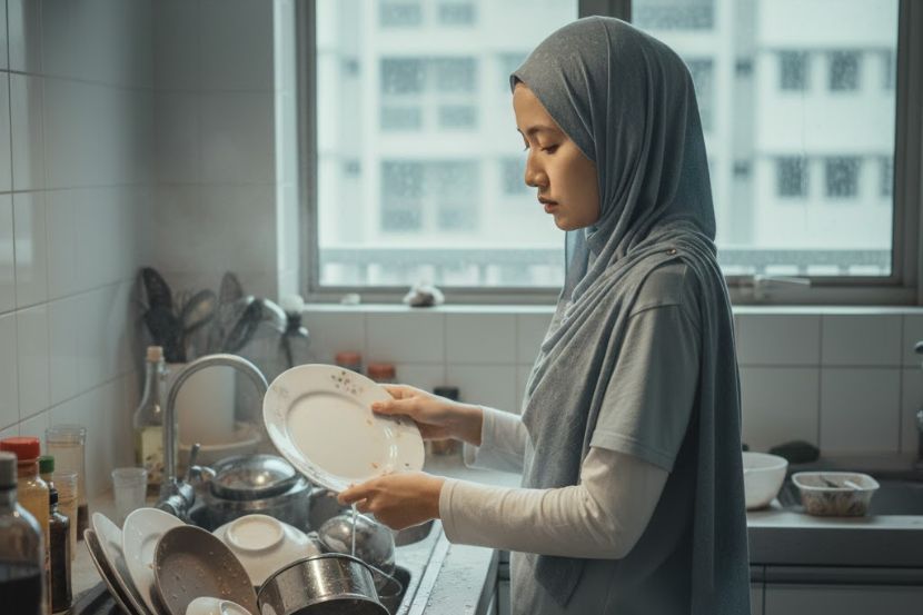 Kerja rumah tanpa dibantu amat memenatkan. -Gambar hiasan AI