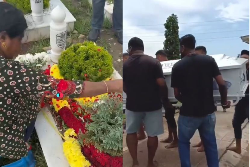 Keluarga India (kanan) menguruskan jenazah ahli keluarga mereka yang memeluk Islam. -Gambar media sosial
