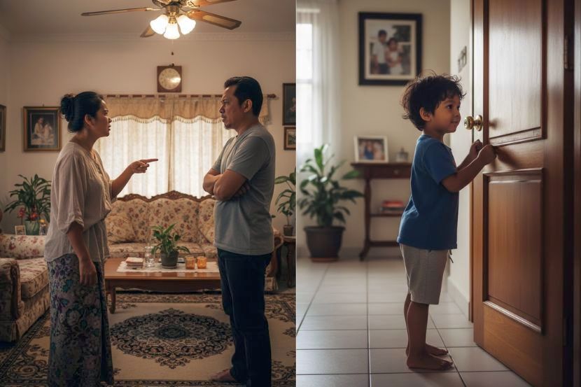 Terdapat pasangan yang bertahan dalam hubungan demi anak-anak. -Gambar hiasan AI