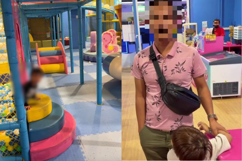 Bapa kanak-kanak mendakwa keluar makan ketika meninggalkan dua anaknya di taman permainan. -Gambar media sosial