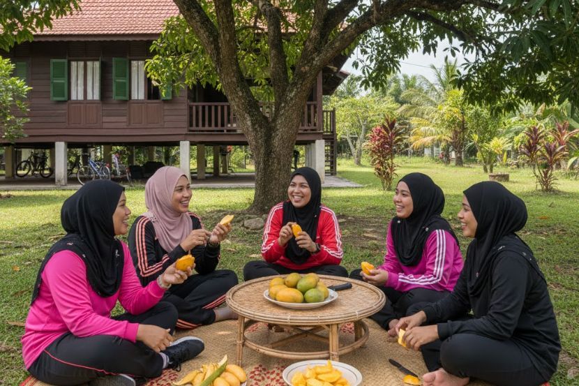 Bergosip sambil menikmati mempelam antara aktiviti golongan wanita yang hidup berjiran. -Gambar hiasan AI